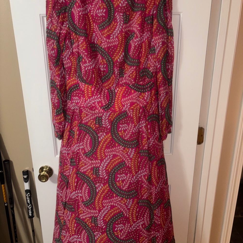 Boden Pink and Gray Patterned Long Sleeve Dress
